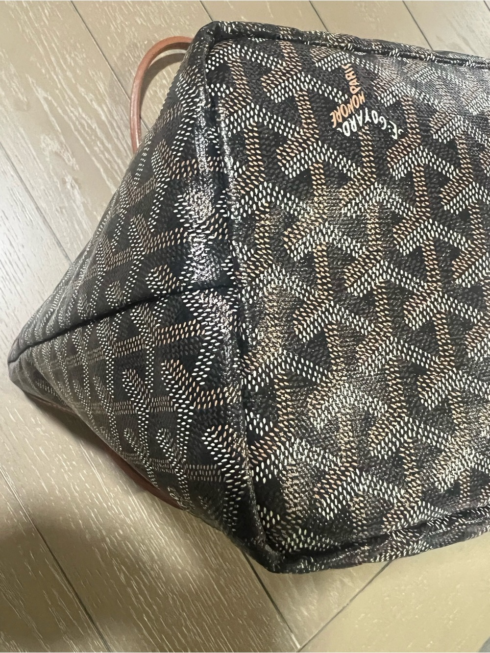 Goyard Black and Brown PM Tote with Leather Trim and Matching Pouch - Picture 4 of 13